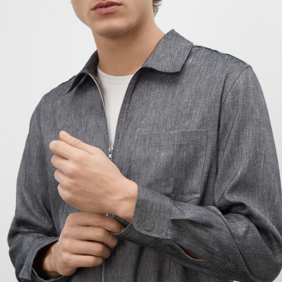 Long Sleeve Zip Workshirt - New With Tags - NEVER WORN - Grey - Picture 3 of 5